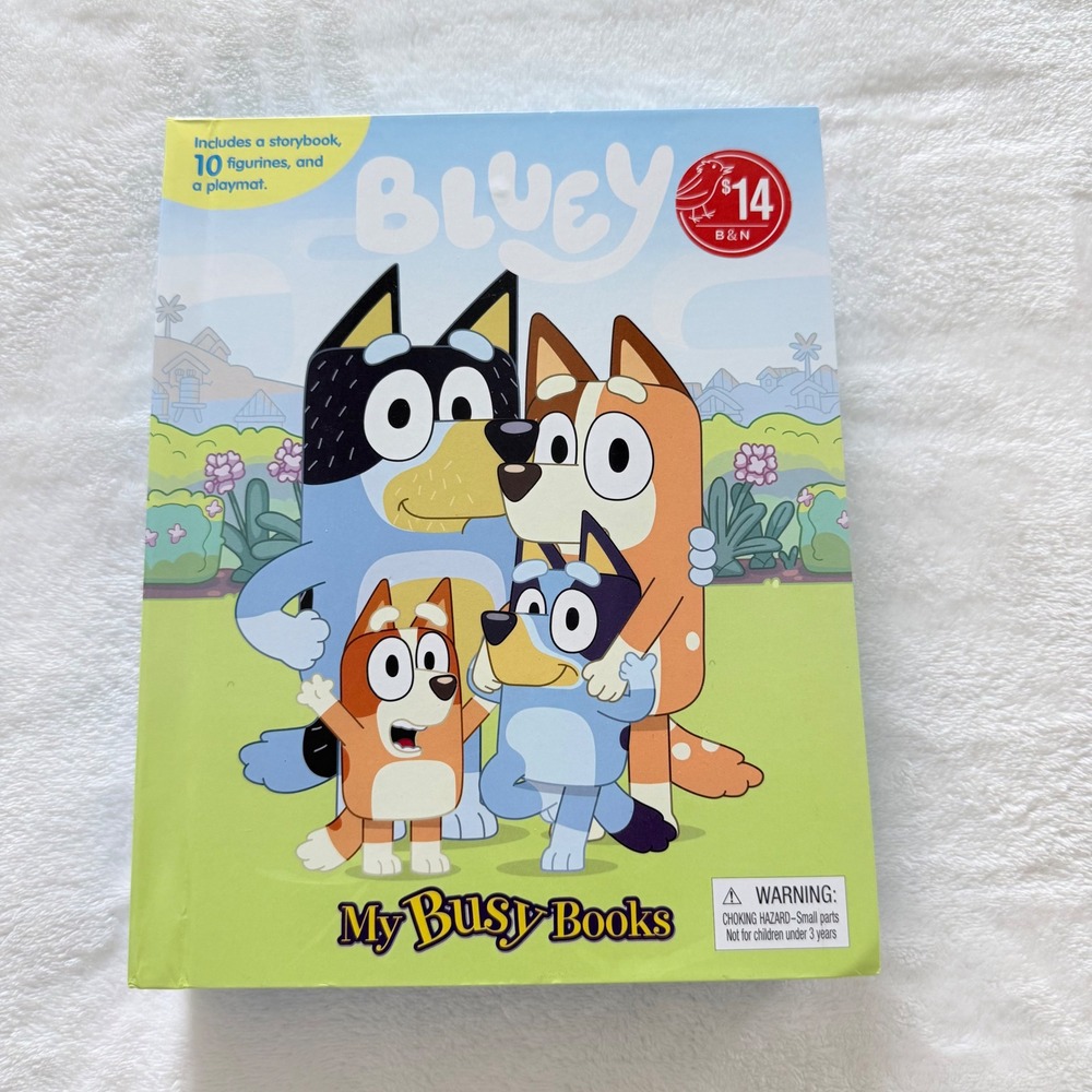 Phidal Bluey My Busy Books Kids Set 10 Figurines Playmat Storybook Blue Multi
